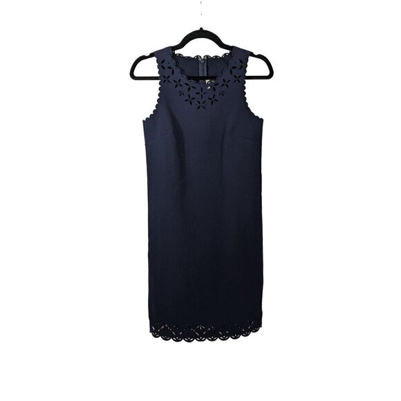 J. Crew Factory Navy Blue Floral Cutout Sleeveless Dress Size 0 - Picture 1 of 4